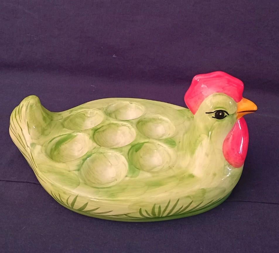 Vintage JV Ceramic Portugal Kip Eierhouder, Ophalen of Verzenden