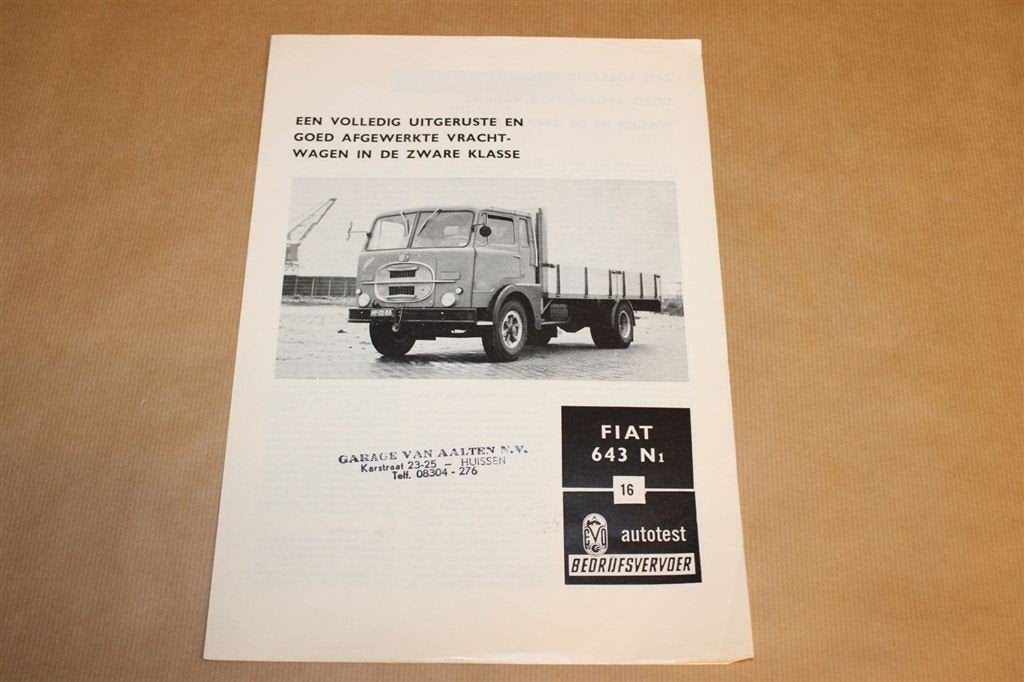 Zeldzame brochure - Fiat 643 N1 vrachtwagens 1965, Boeken, Ophalen of Verzenden, Zo goed als nieuw, Tractor en Landbouw