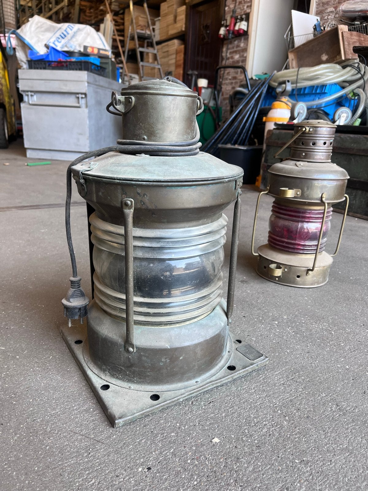 Antieke scheepslamp / navigatielamp 42x26 €150, Antiek en Kunst, Ophalen