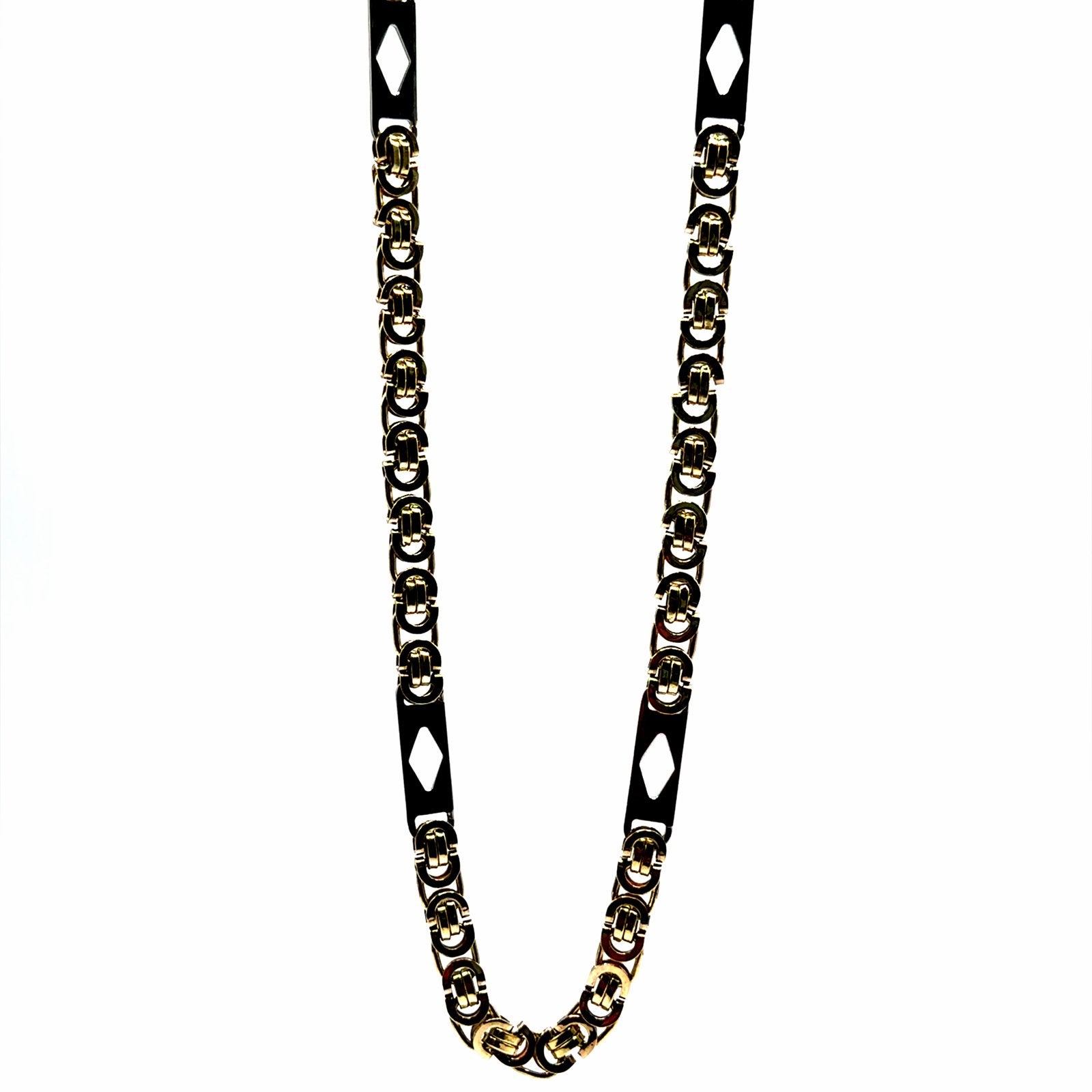 Gouden Byzantijnse schakelketting met witgouden accent, Sieraden, Tassen en Uiterlijk, W, Nieuw, Ophalen of Verzenden, W