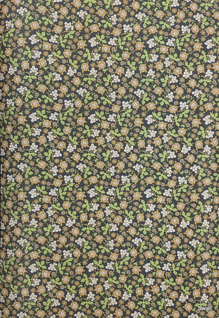 4007 Minibloemen vintage behang bruin wit oranje groen swiet, Huis en Inrichting, Ophalen of Verzenden, Groen