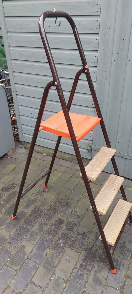 Vintage REGO Keukentrap / Huishoudtrap – Retro Oranje/Bruin, Antiek en Kunst, Ophalen