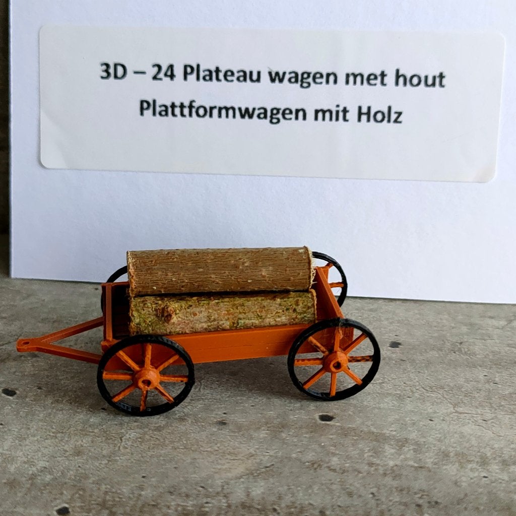 modeltrein 3D – 24 Plateau wagen met hout, Overige merken, Gelijkstroom, Natuur, Nieuw