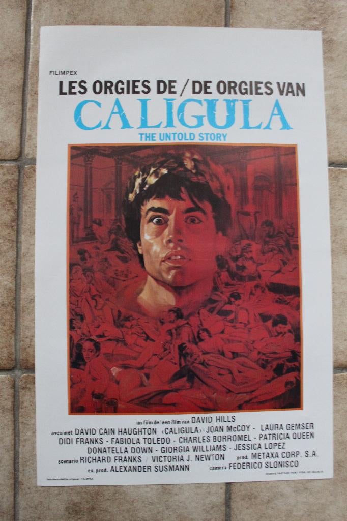 filmaffiche Caligula The Untold Story 1982 filmposter, Rechthoekig Staand, Ophalen of Verzenden, Zo goed als nieuw, A1 t/m A3