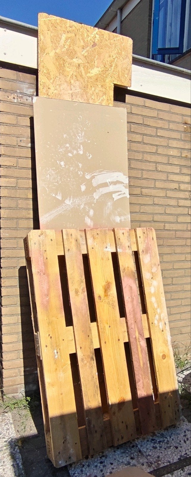 Gratis houten pallet en platen op te .halen, Tuin en Terras, Tuinhuizen, Ophalen, Minder dan 250 cm, Schuur