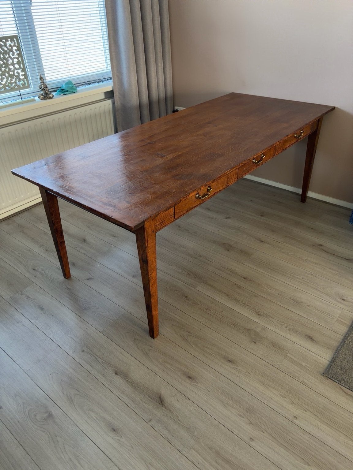 Mooie klassieke houten eettafel – 210 x 90 x 76 cm, Huis en Inrichting, Tafels | Eettafels, Ophalen, 200 cm of meer, 50 tot 100 cm