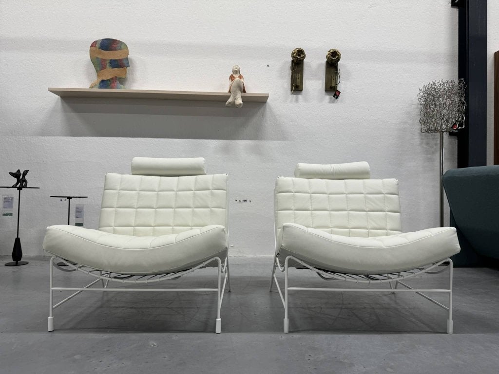 2 Nieuw Volare Fauteuil Leer wit Wapiti Sabaku Design stoel, Leolux, Info@leolux.nl, 100 tot 125 cm, Nieuw