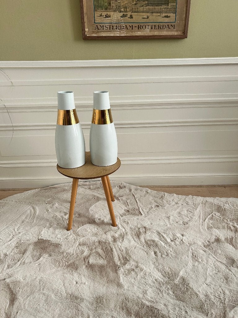 design vaas met gouden rand pols potten 2 stuks, Zo goed als nieuw, Steen/keramiek, Goud, Ophalen