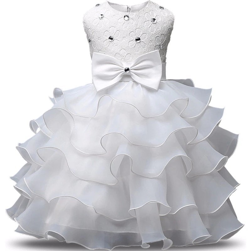 Witte meisjes bloemen glitter jurk prinsessenjurk prinsessen, Verzenden, Nieuw, 110 t/m 116, Meisje