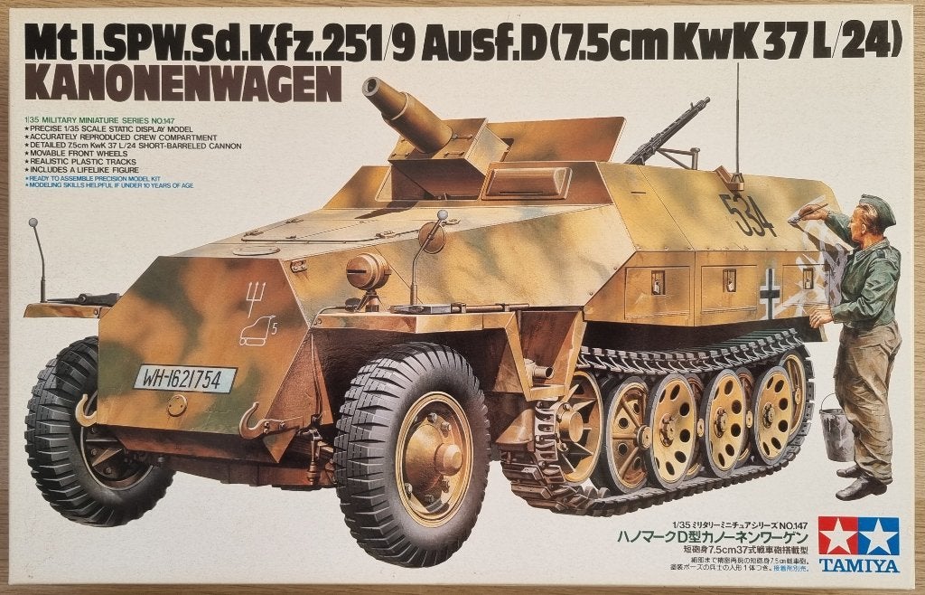 Tamiya #35147 1:35 WWII German Sd.Kfz.251/9 Kanonenwagen, Hobby en Vrije tijd, Modelbouw | Auto's en Voertuigen, 1:32 tot 1:50