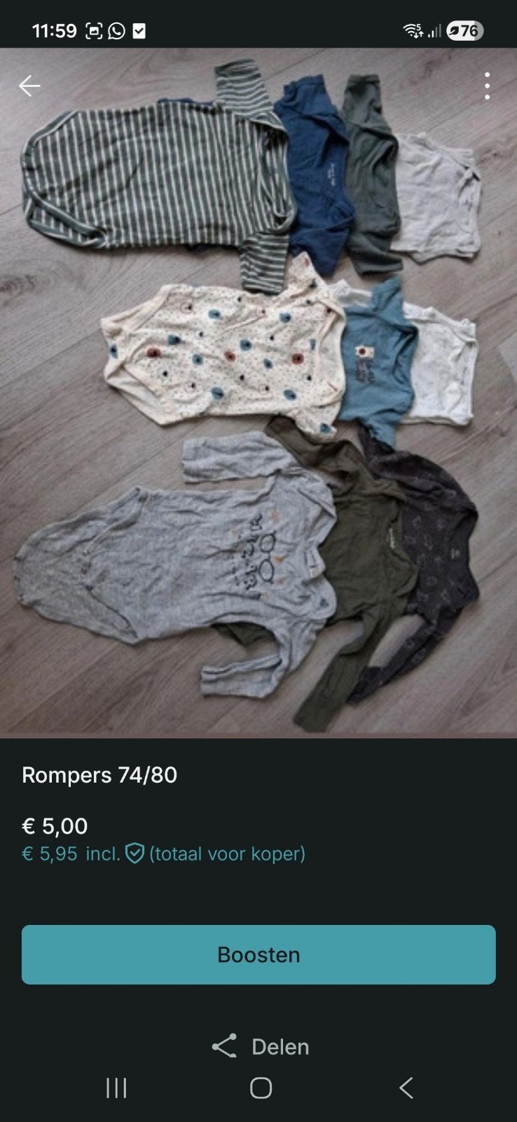 rompers maat 74/80, Ophalen of Verzenden