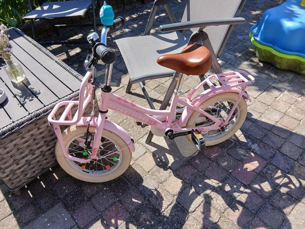 Kinderfiets roze met zijwieltjes, 14 inch, Ophalen, Gebruikt, Minder dan 16 inch, Zijwieltjes