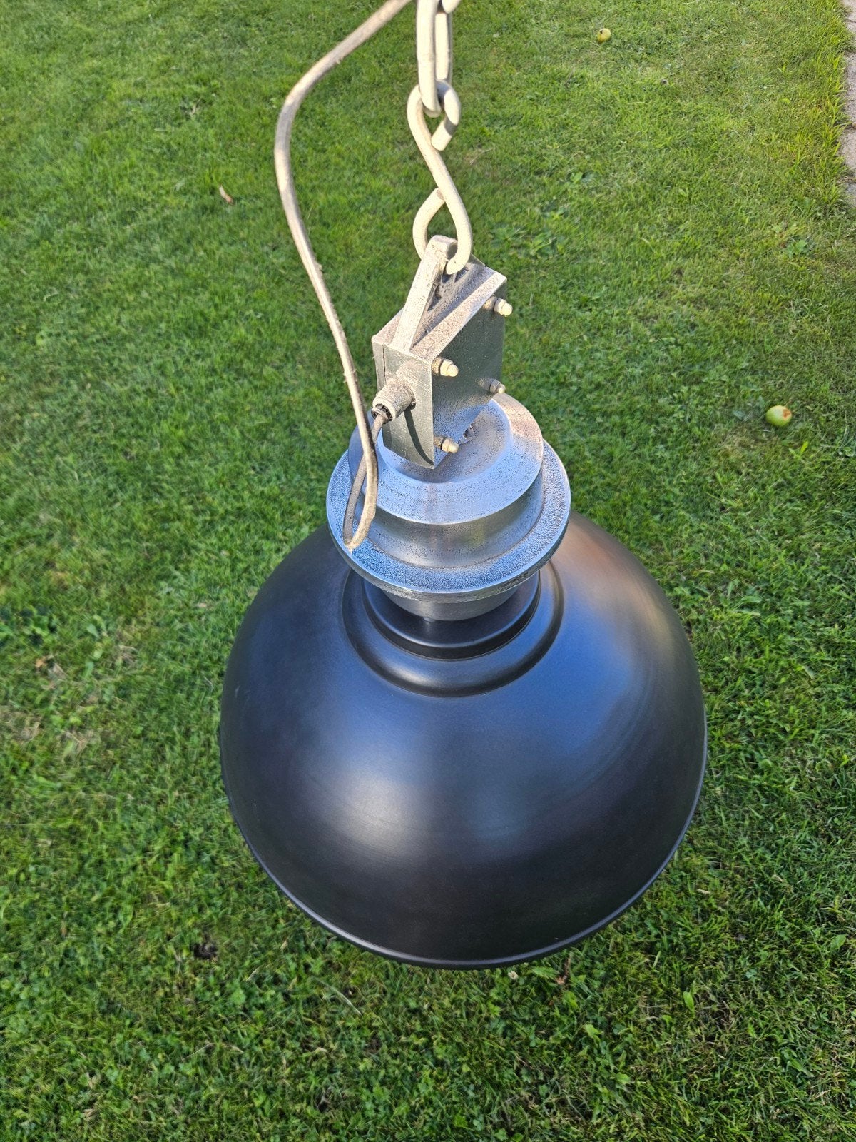 3 Stoere Industriële Hanglampen - Zwart Metaal, Huis en Inrichting, Lampen | Hanglampen, Gebruikt, Metaal, E27 (groot), Ophalen of Verzenden