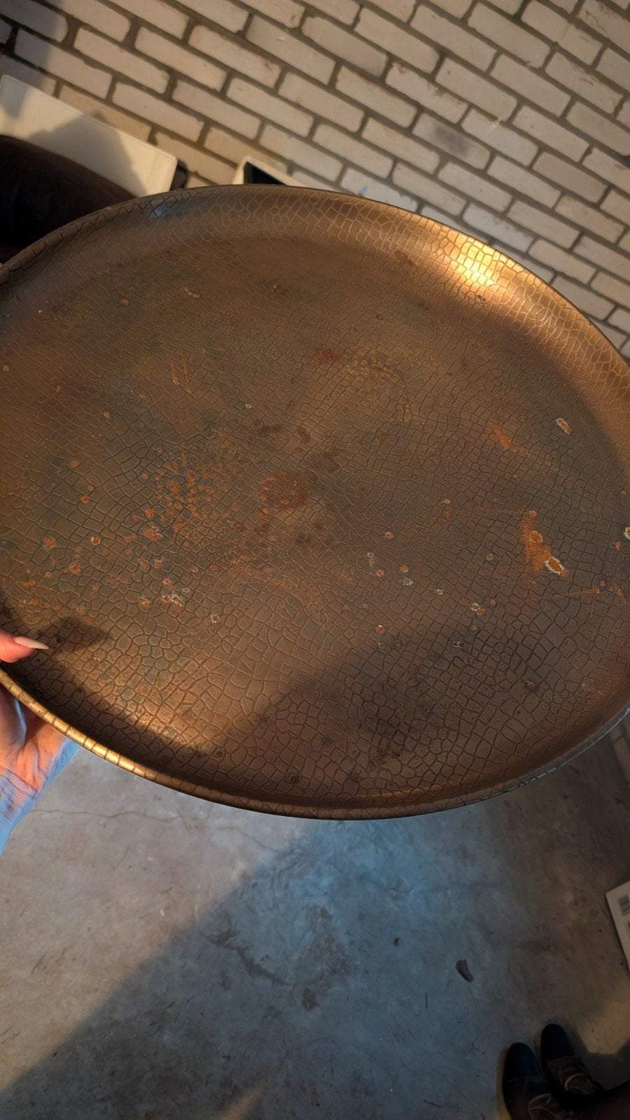 Groot dienblad 90cm met roestplekken, Ophalen, Gebruikt, Rond, Dienblad