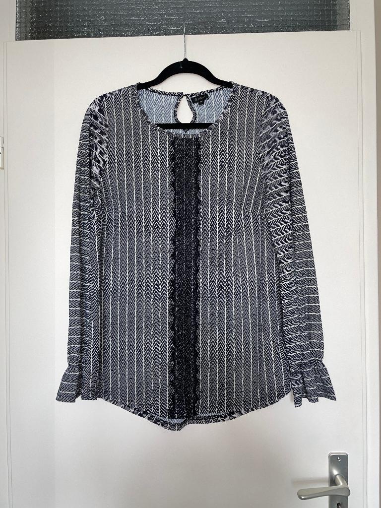 G-Maxx dames zwart wit kante travelstof shirt blouse mt M, Maat 38/40 (M), Zwart, Ophalen of Verzenden, Zo goed als nieuw