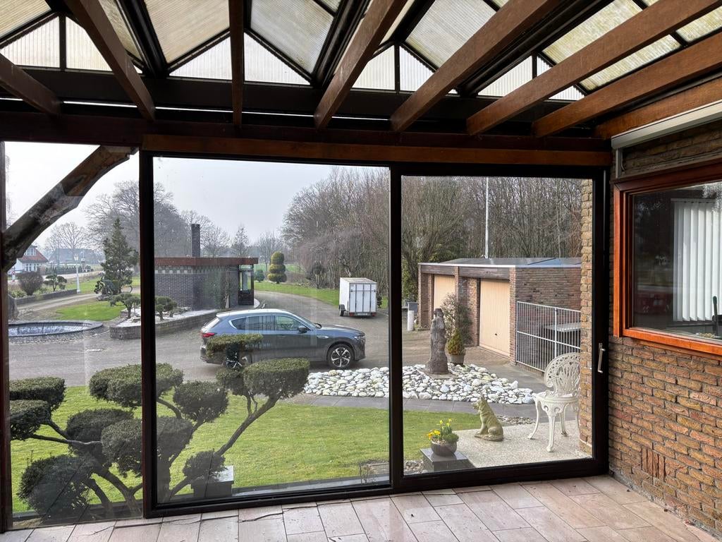 Schüco aluminium schuifpui dubbel glas – 366x256 cm, Ophalen, Gebruikt, Aluminium, Inclusief glas
