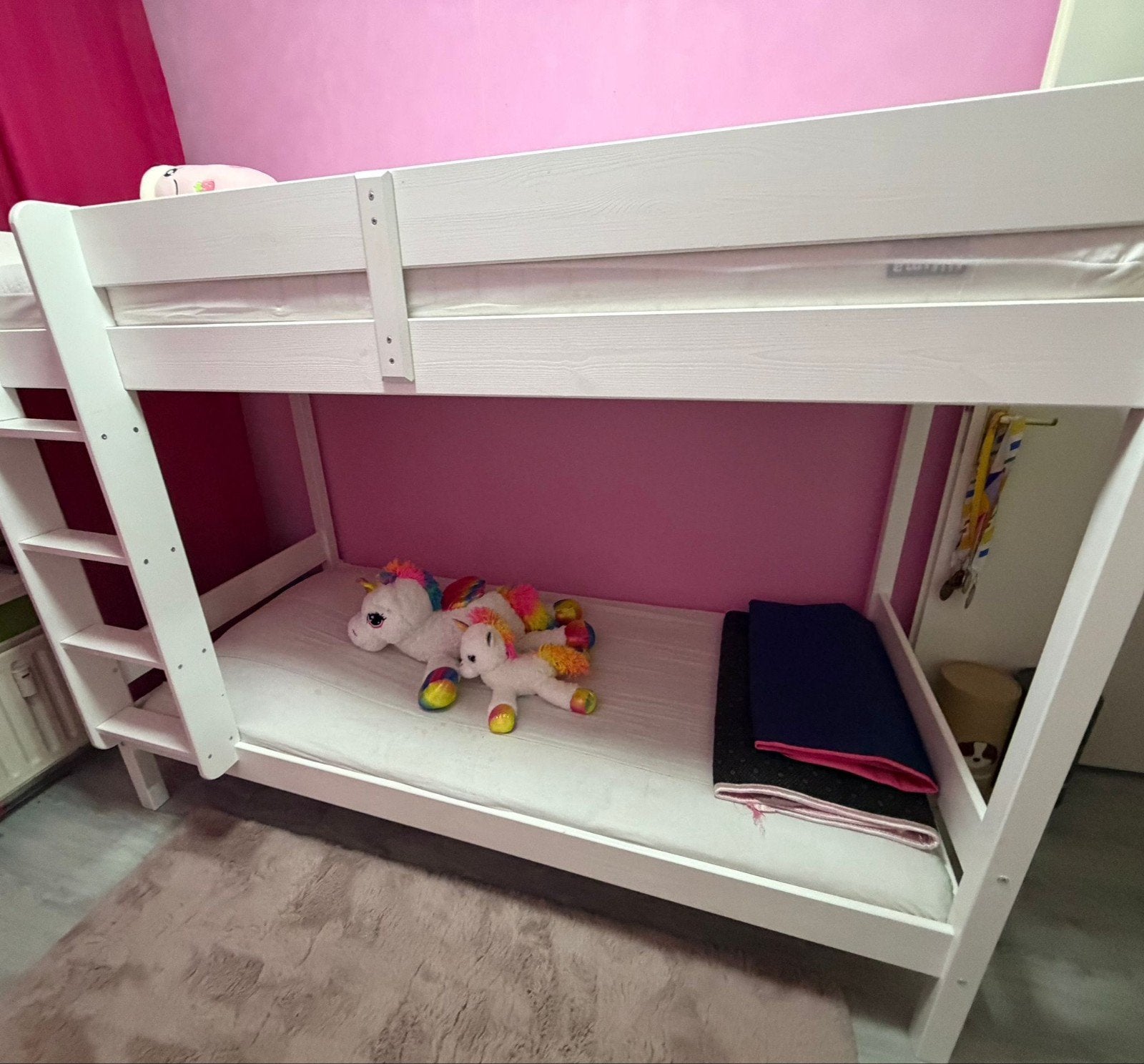 Stapelbed wit met 2 matrassen 90x200 - Top staat!, Ophalen, 90 cm, Tweepersoons, Zo goed als nieuw
