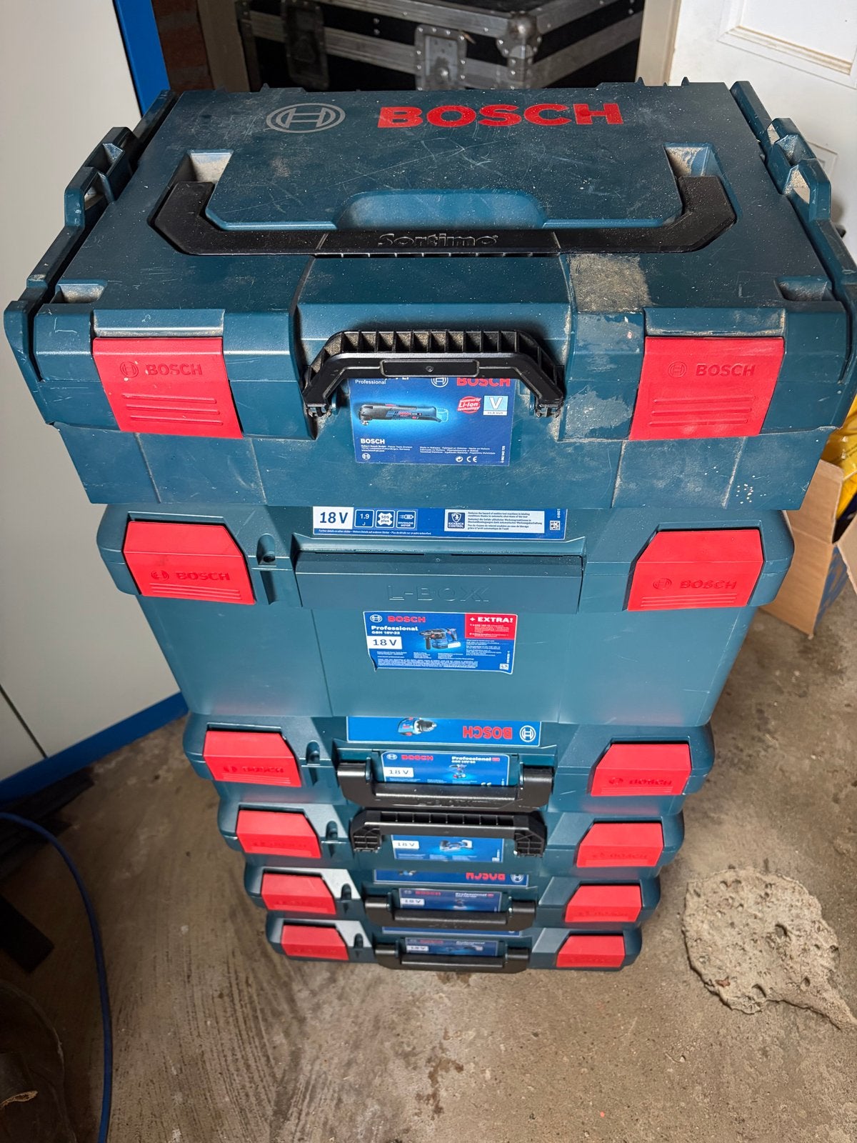 Bosch L-BOXXen set - 6 stuks - Gereedschapskoffers, Doe-het-zelf en Verbouw, Ophalen of Verzenden, Gebruikt