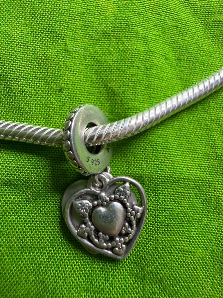 Origineel Pandora bedel hart zilver S925 ALE, Pandora, Ophalen of Verzenden, Zo goed als nieuw, 1 bedel