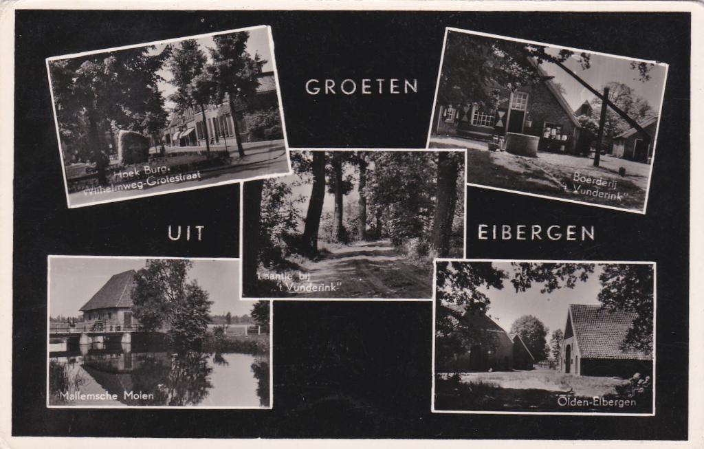 18386 Groeten uit Eibergen Achterhoek Neede Borculo 1955, Verzenden, 1940 tot 1960, Gelopen, Gelderland