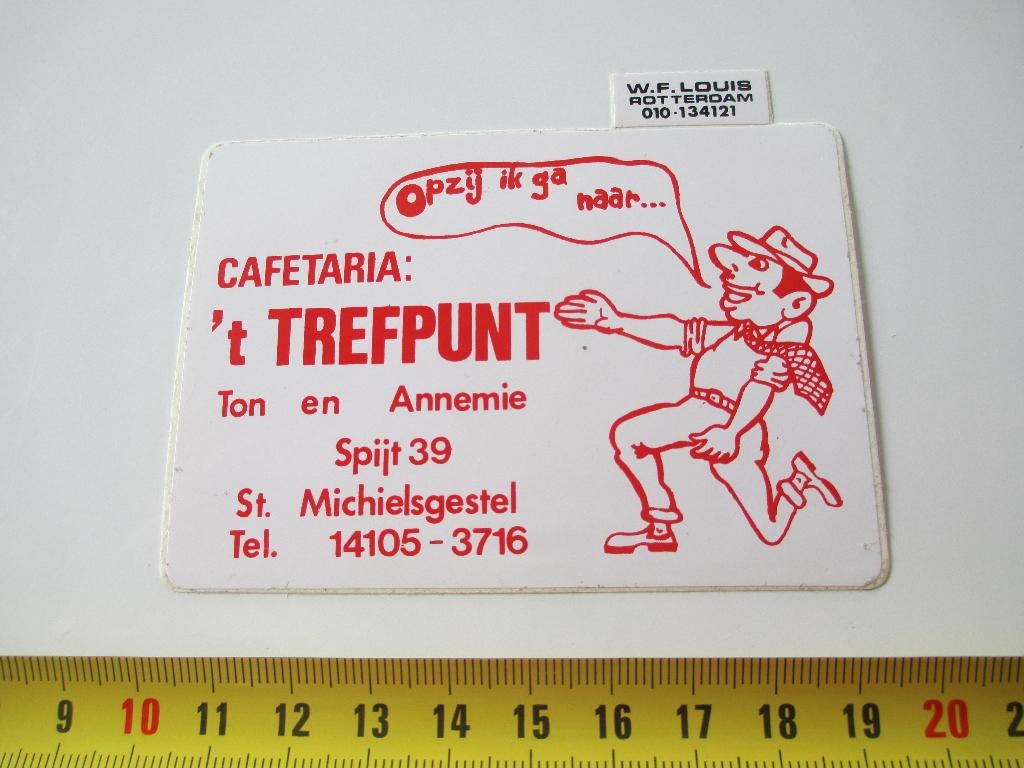 sticker St. Michielsgestel Cafetaria 't TREFPUNT Ton Annemie, Verzamelen, Ophalen, Zo goed als nieuw