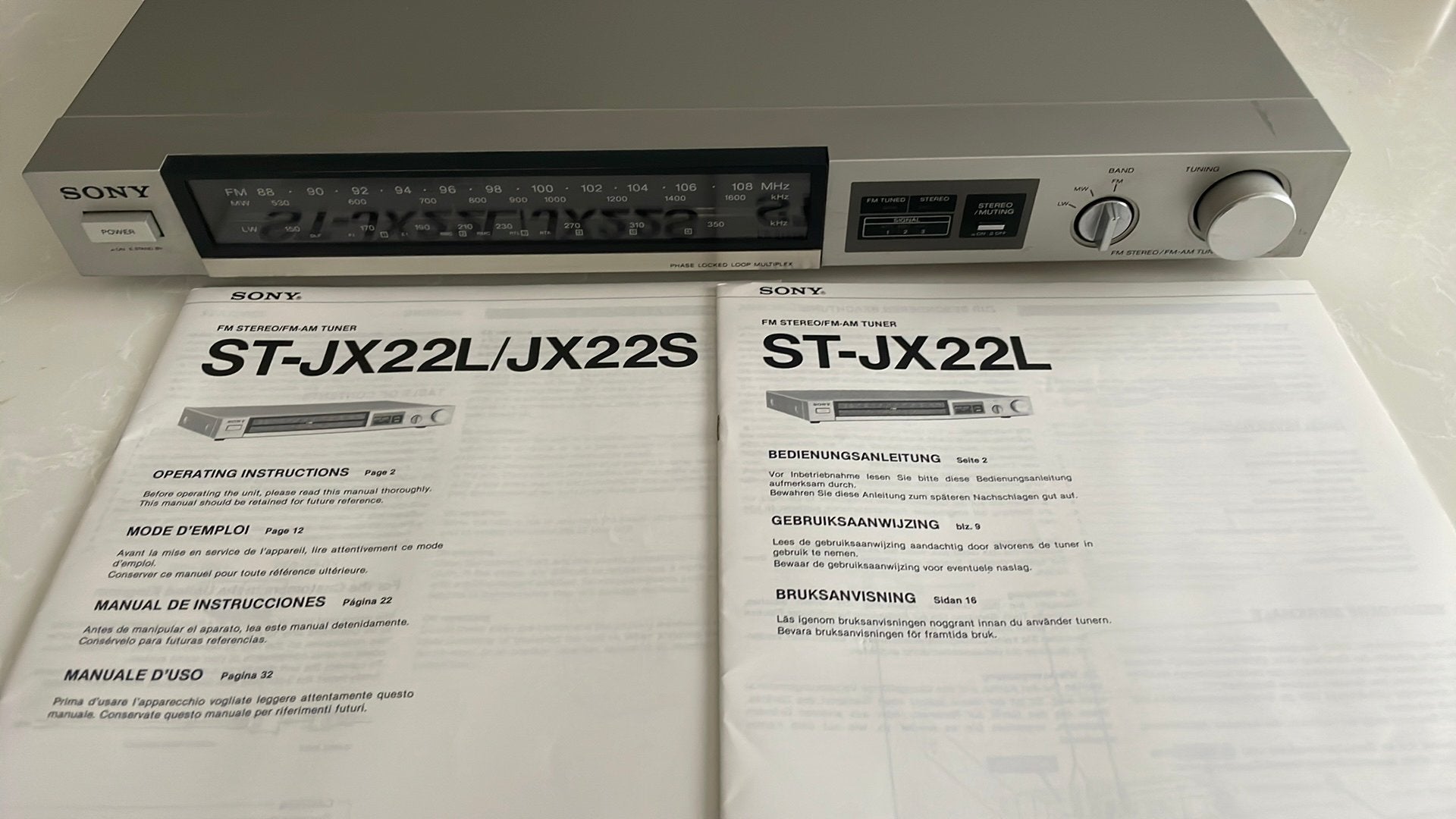 Vintage Zilverkleurig Stereo Tuner Sony ST-JX22L FM/AM, Audio, Tv en Foto, Stereo-sets, Ophalen of Verzenden, Gebruikt, Sony