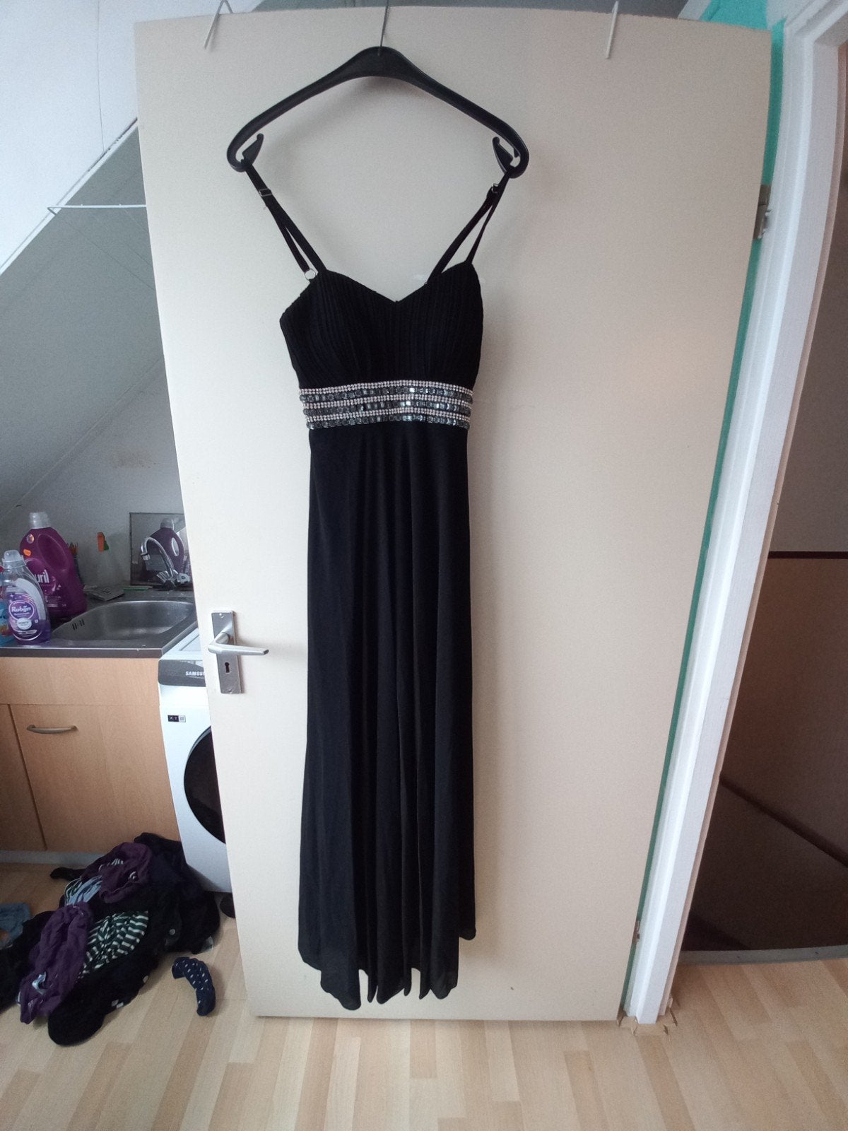 Elegante Zwarte Galajurk - Maat S/M, Ophalen, Zo goed als nieuw, Maat 36 (S), Zwart