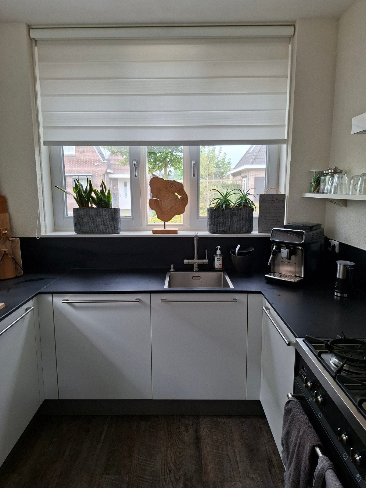 Moderne U-keuken met Smeg fornuis en Amerikaanse koelkast, Ophalen, Gebruikt, U-keuken, Wit