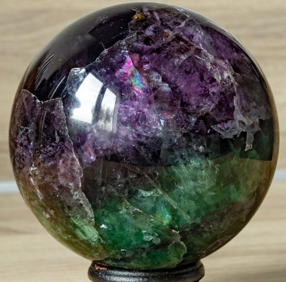 Fluoriet Bol - Fijn gepolijst - Multicolor - 9.9 cm - 1631 g, Ophalen of Verzenden, Mineraal
