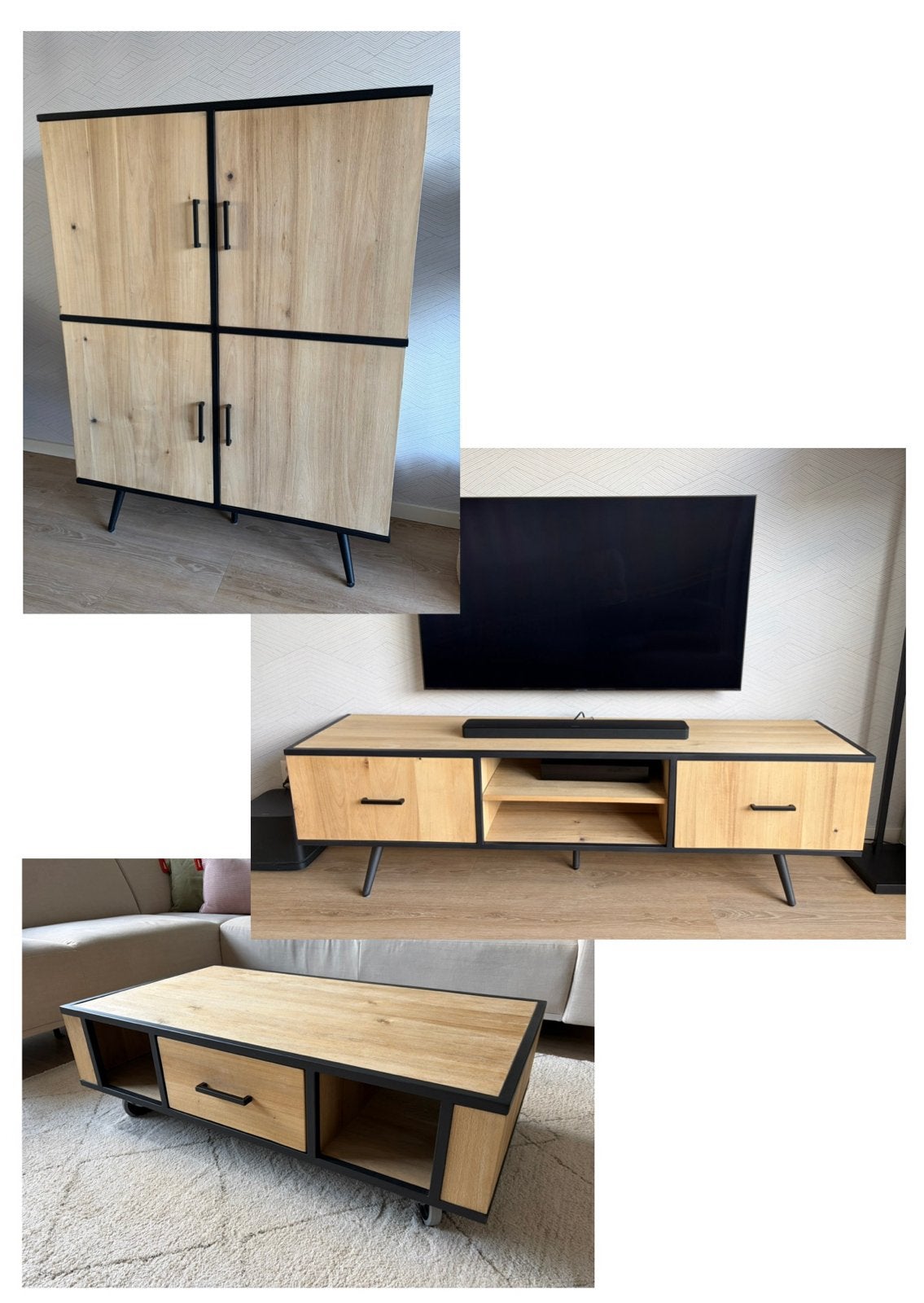 Xooon Kinna tv-meubel, salontafel en kast, Ophalen, Eikenhout, 50 tot 100 cm, Zo goed als nieuw