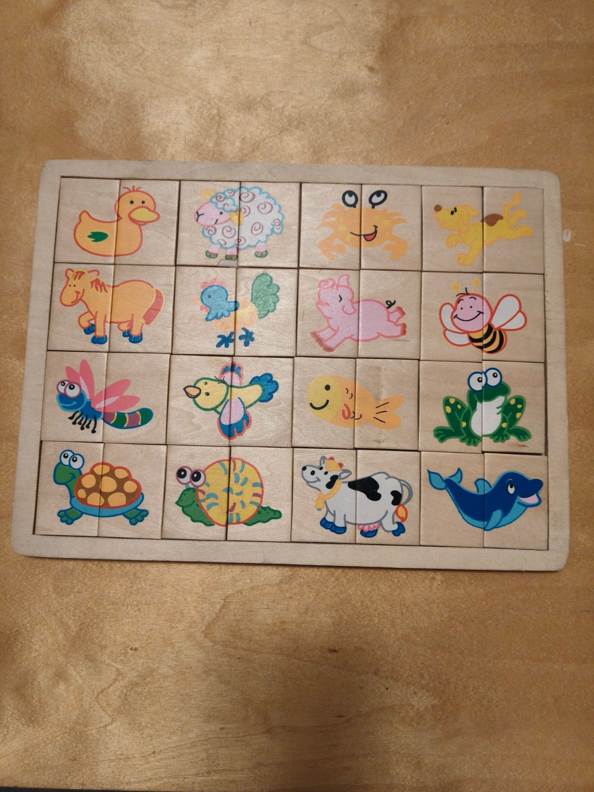 Leerzame houten puzzel dieren, 2 tot 4 jaar, Ophalen of Verzenden, Zo goed als nieuw, Van hout
