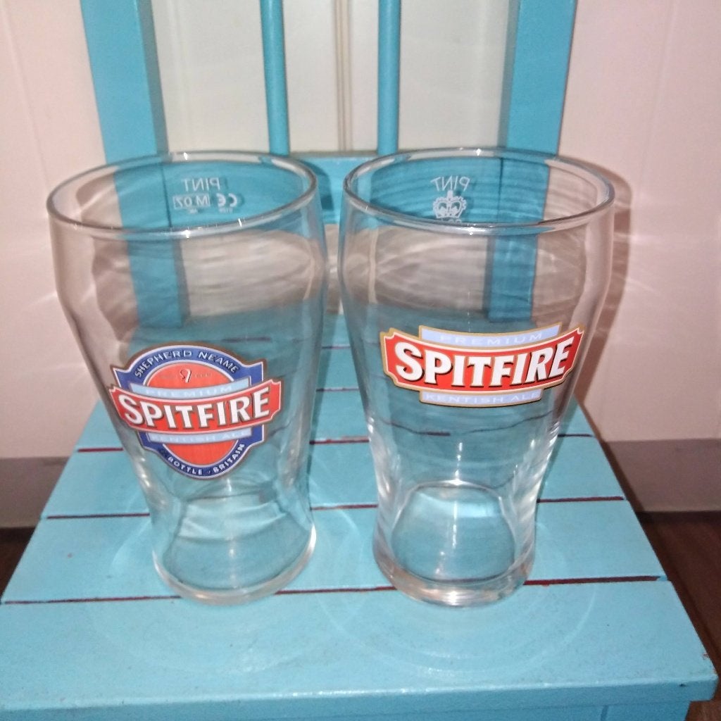 Spitfire  Kentish Ale pintglas 2 stuks, Ophalen, Gebruikt, Glas of Glazen, Overige merken