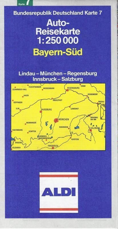 L184 aldi plattegrond beieren zuid 1989  -, Gelezen, Ophalen of Verzenden, Landkaart, 1800 tot 2000