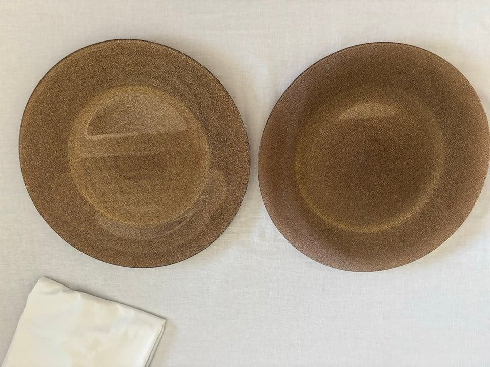 2 Goudkleurige onderborden/placemats, Kunststof, Ophalen of Verzenden, Zo goed als nieuw, Bord(en)