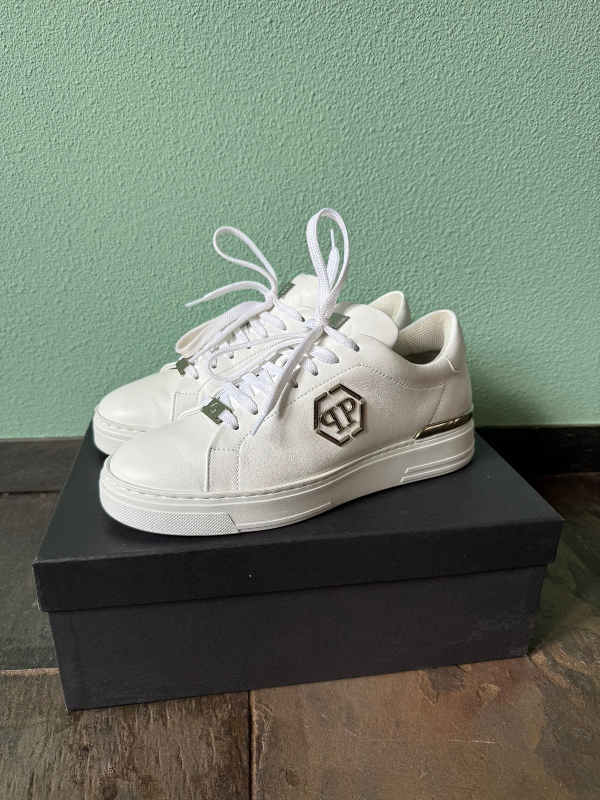 Philipp Plein Sneakers Hexagon Wit, Ophalen of Verzenden, Zo goed als nieuw, Wit, Sneakers of Gympen