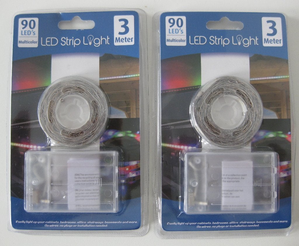 Led strip light 2 stuks 3 meter multicolor 90 leds Nieuw, Ophalen of Verzenden, Nieuw