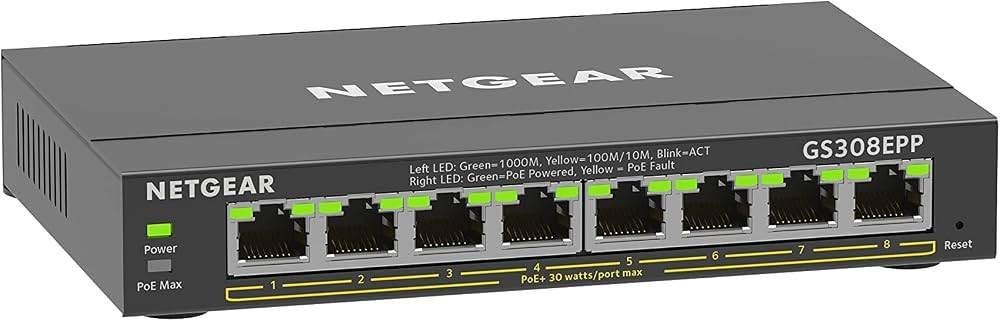 Netgear GS308EPP (8x PoE+ 802.3af/at), Computers en Software, Ophalen of Verzenden, Zo goed als nieuw