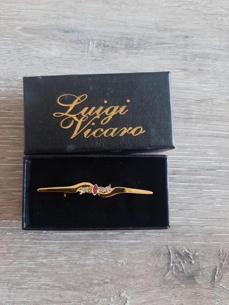 Elegante Luigi Vicaro Broche met Kristallen en Robijn, Sieraden, Tassen en Uiterlijk, Broches, Overige materialen, 4 tot 7 cm