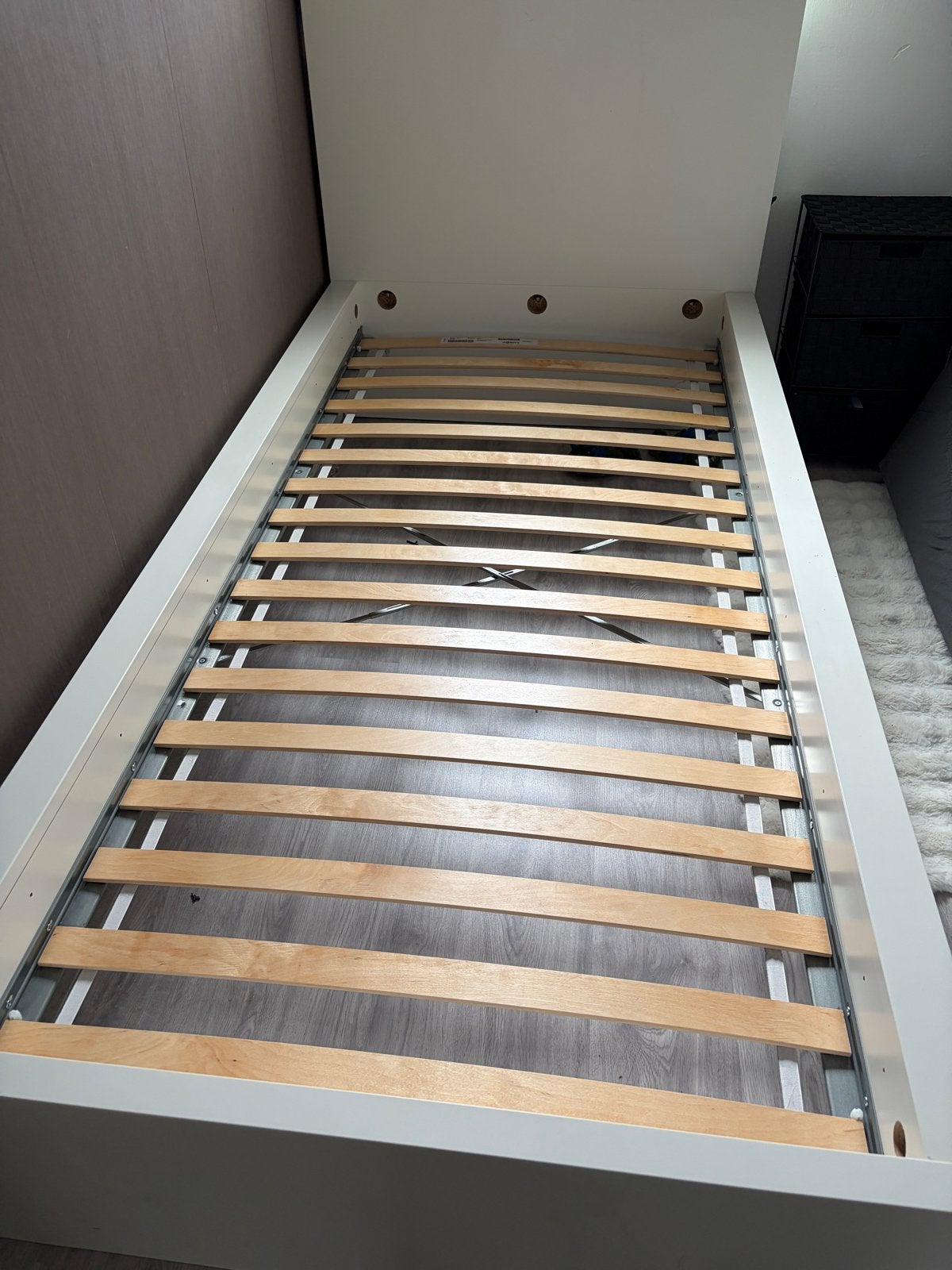 IKEA Luröy Eenpersoonsbed 90x200 cm met lattenbodem, Ophalen, 90 cm, Eenpersoons, Wit