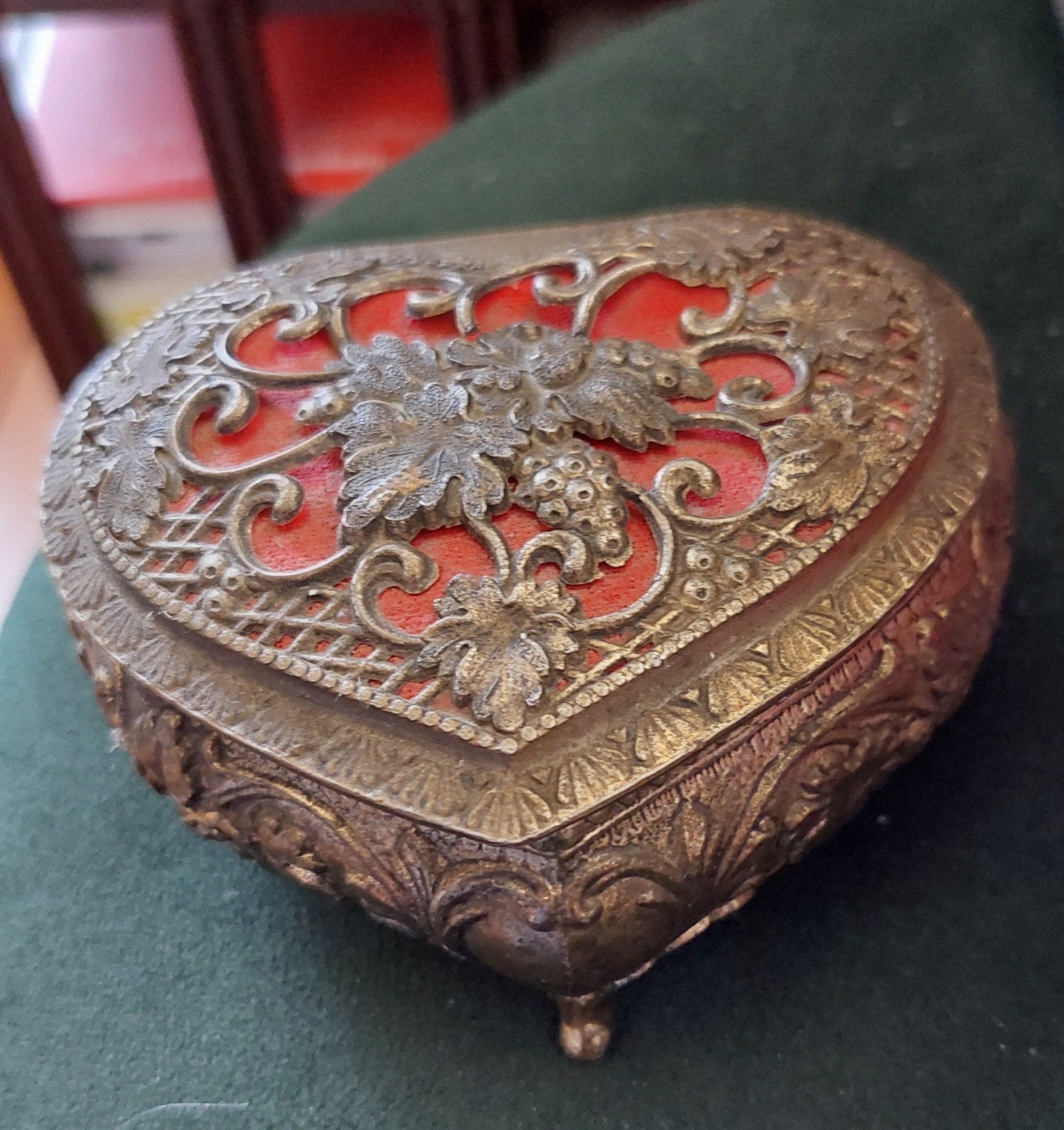 Vintage hartvormig sieradendoosje. Jaren 60., Ophalen of Verzenden