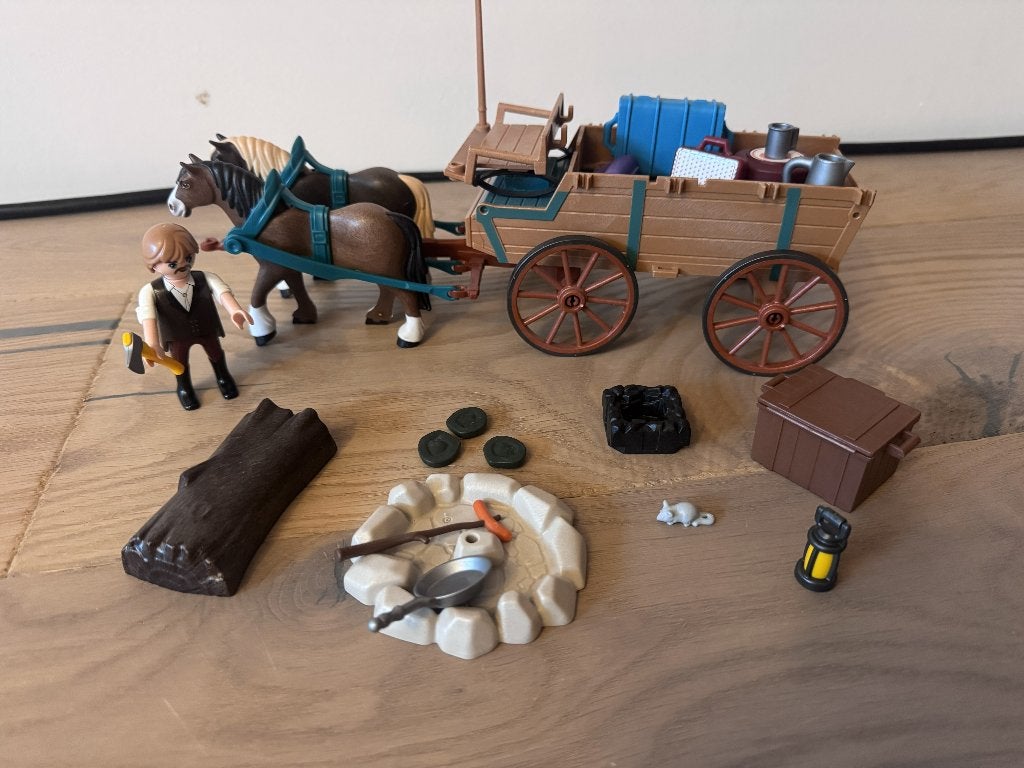 Playmobil Spirit 9477 Lucky’s vader met wagen, Gebruikt, Complete set, Overige typen, Ophalen of Verzenden