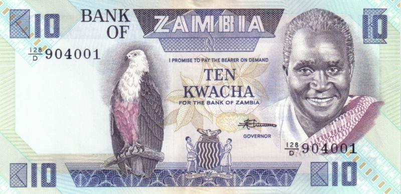 Zambia 10 kwacha 1980-88 - UNC, Postzegels en Munten, Bankbiljetten | Afrika, Verzenden, Zambia, Los biljet