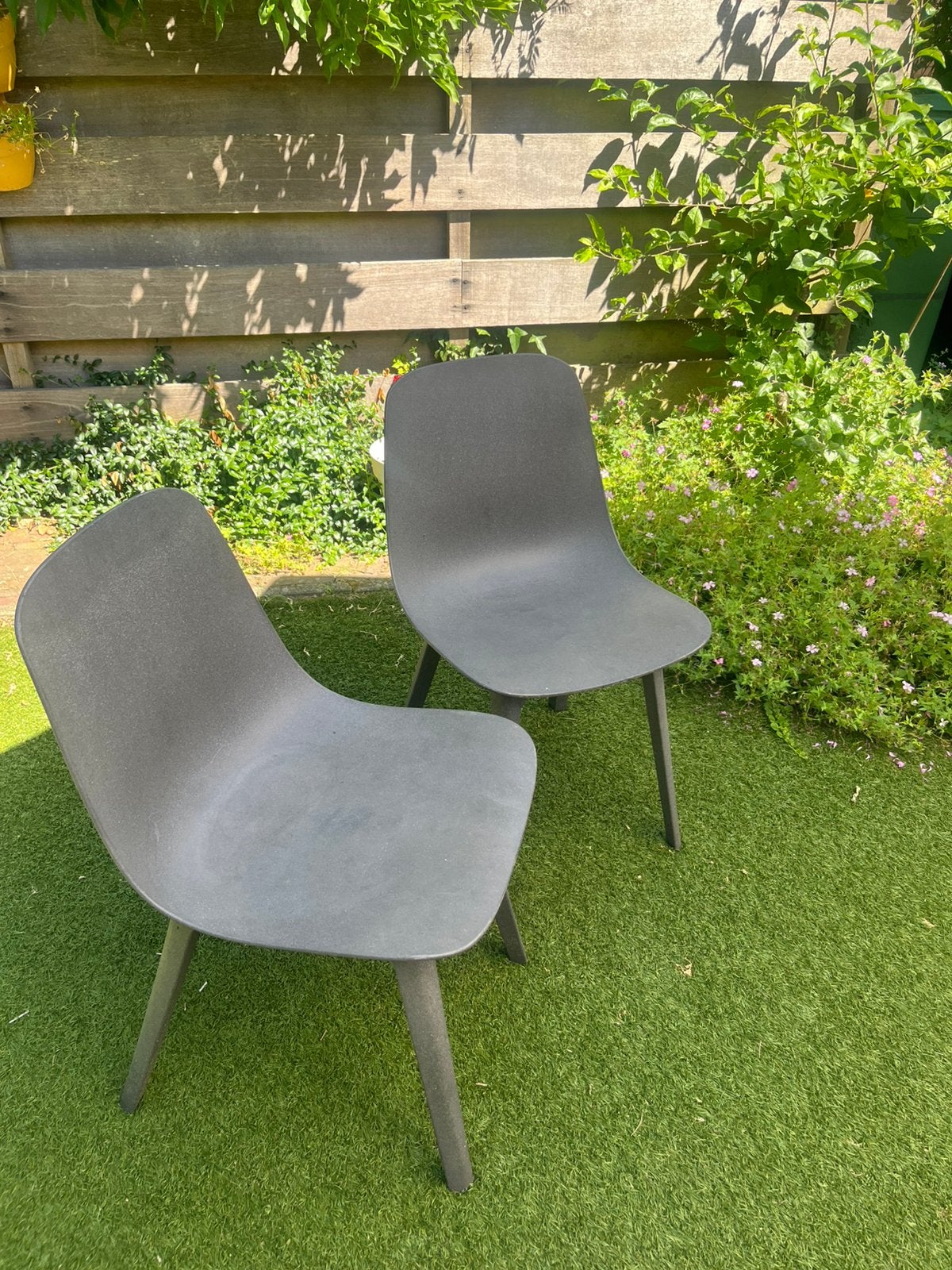 Zwarte kunststof tuinstoelen Ikea 4 stuks, Ophalen, Zo goed als nieuw, Kunststof