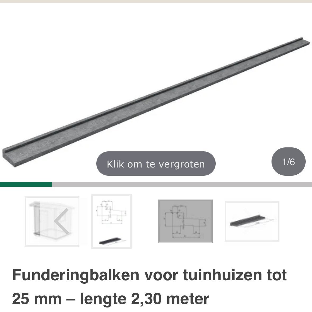 1 Funderingsbalk 2,30m, Ophalen, Nieuw, 180 tot 250 cm, Palen