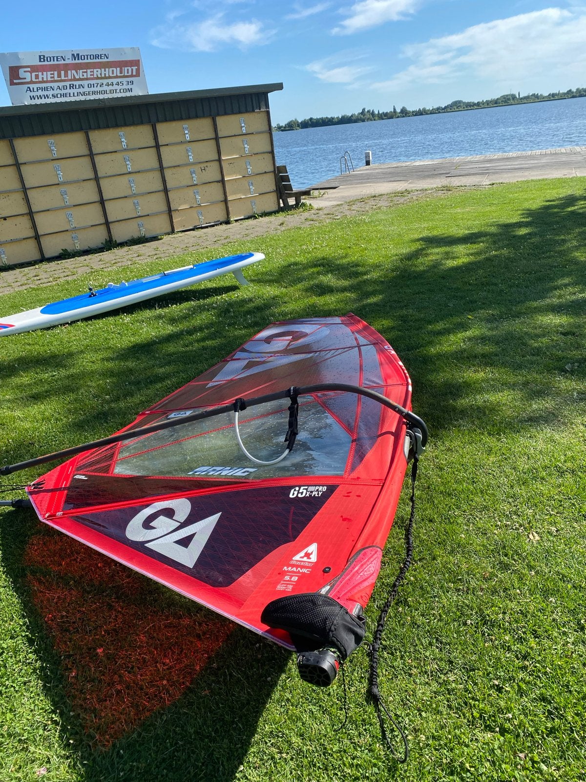 Gaastra Manic 5.8 m² windsurfzeil met giek en tas, Gaastra, 5 tot 6.5 m², Zo goed als nieuw, Zeil