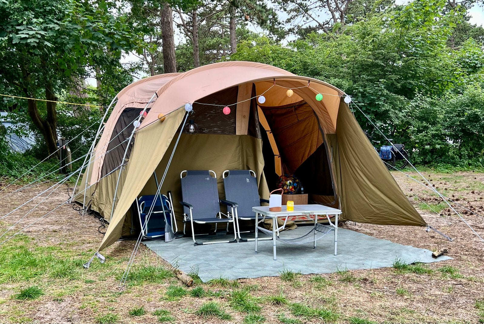 5 pers. ROBENS TECHNISCH KATOEN € 650,- STAAT NU OPGESTELD, Caravans en Kamperen, Tenten, Ophalen of Verzenden, Zo goed als nieuw
