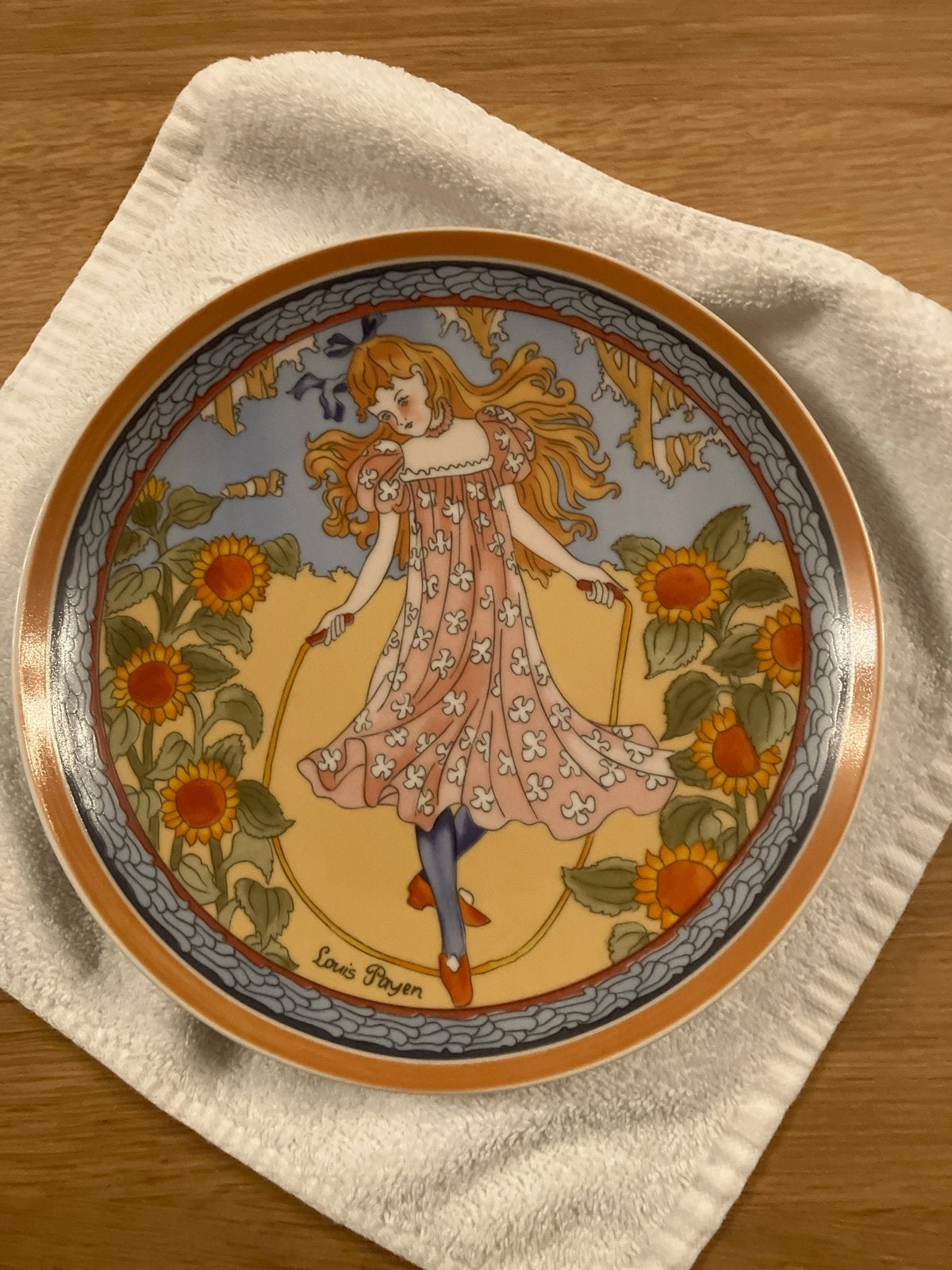 Heinrich Porzellan UNICEF wandbord - Meisje met zonnebloemen, Ophalen of Verzenden