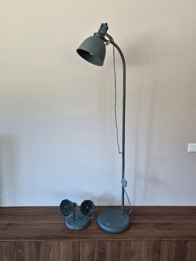 Staande vloerlamp Met dubbele Plafonspots, Ophalen, Gebruikt, E27 (groot), Metaal