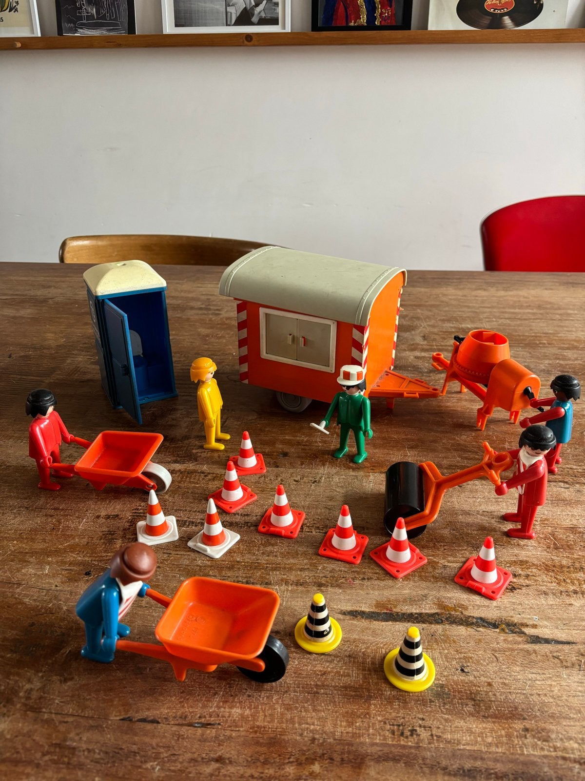 Vintage Playmobil Bouwplaats Set met Figuren en Accessoires, Gebruikt, Complete set, Overige typen, Ophalen of Verzenden