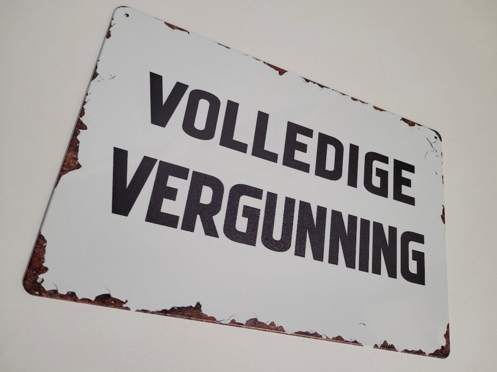 Volledige Vergunning reclamebord van metaal wandbord deco, Info@deconoord.nl, Deco Noord, Nieuw, Ophalen of Verzenden